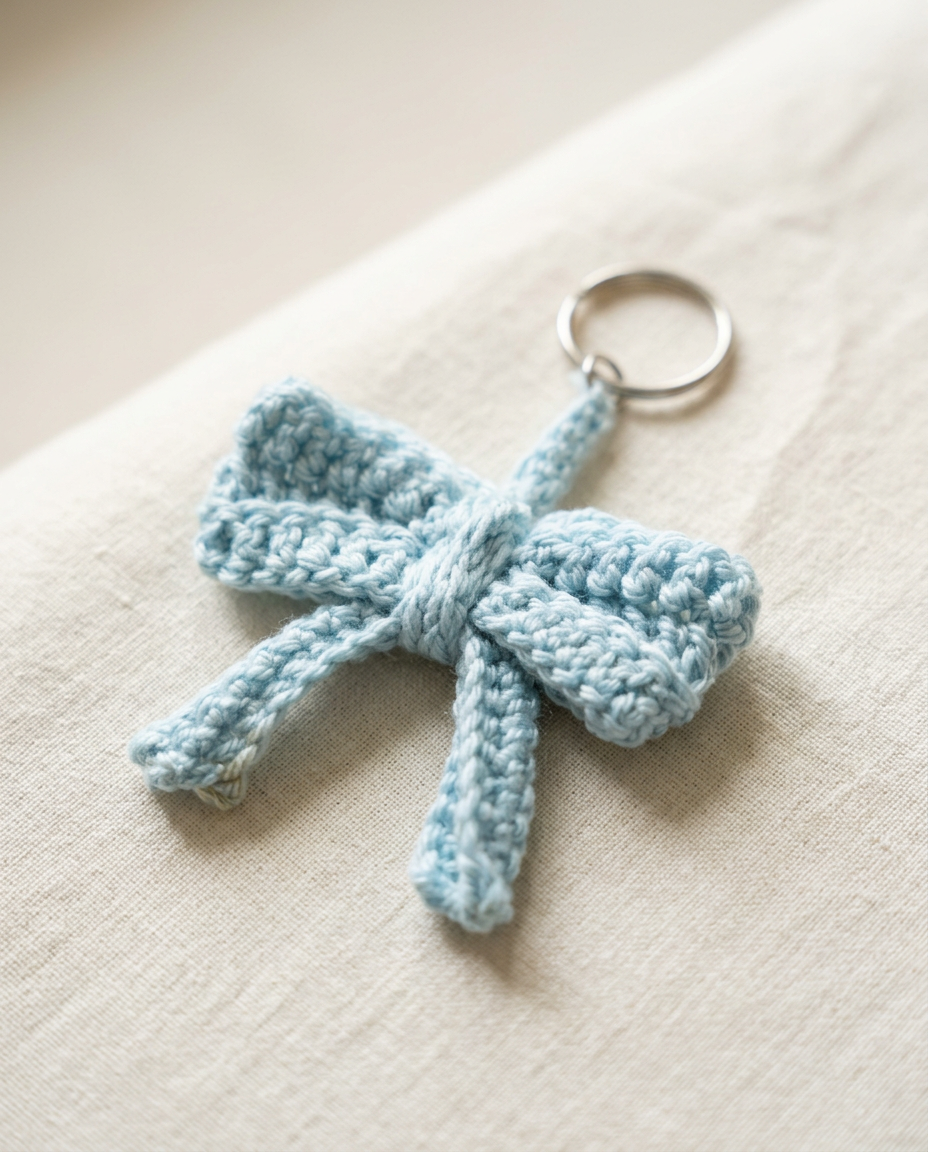 Powder Blue Bow Keychain